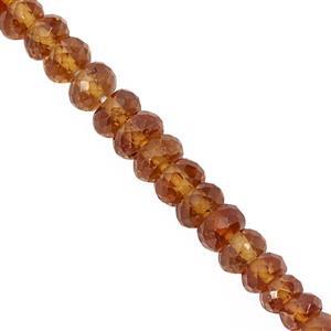 30cts Hessonite Garnet Faceted Rondelle Approx 3x1 to 4.5x3mm, 21cm Strand
